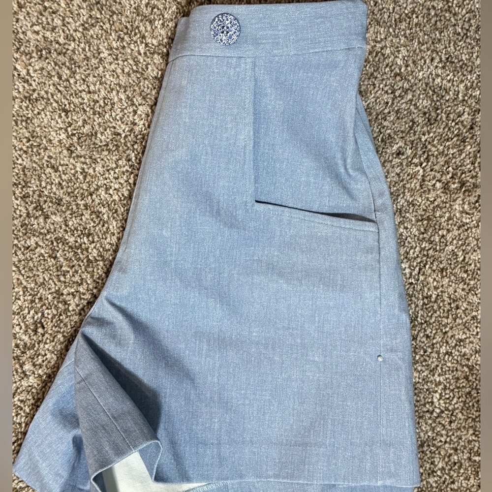 Lela Rose Light Blue High Waist Women's Shorts - Picture 5 of 5
